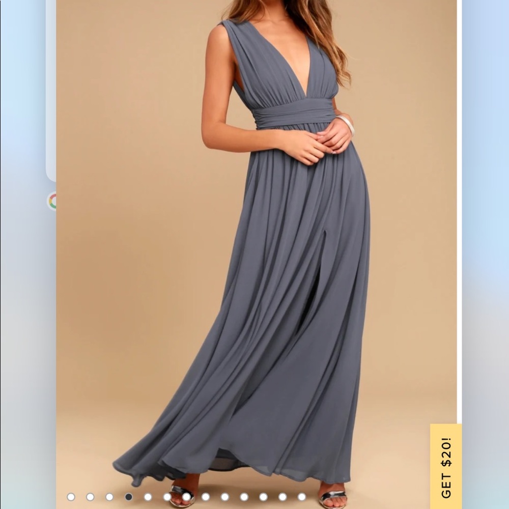 Brand new dress from Lulu’s (Heavenly Hues Denim Blue Maxi Dress, dark blue)